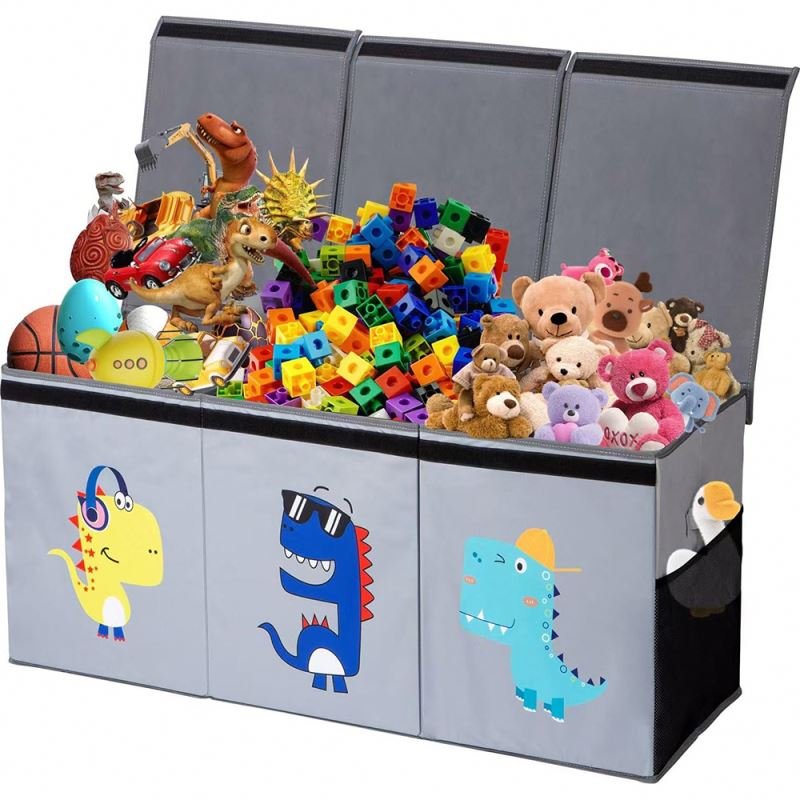 High quality Low Price Cartoon Fabric Toy Chest Custom Pattern Large Capacity Foldable Toy Storage Box
