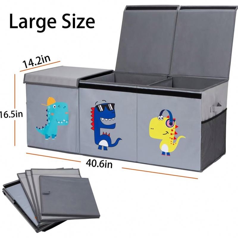 High quality Low Price Cartoon Fabric Toy Chest Custom Pattern Large Capacity Foldable Toy Storage Box