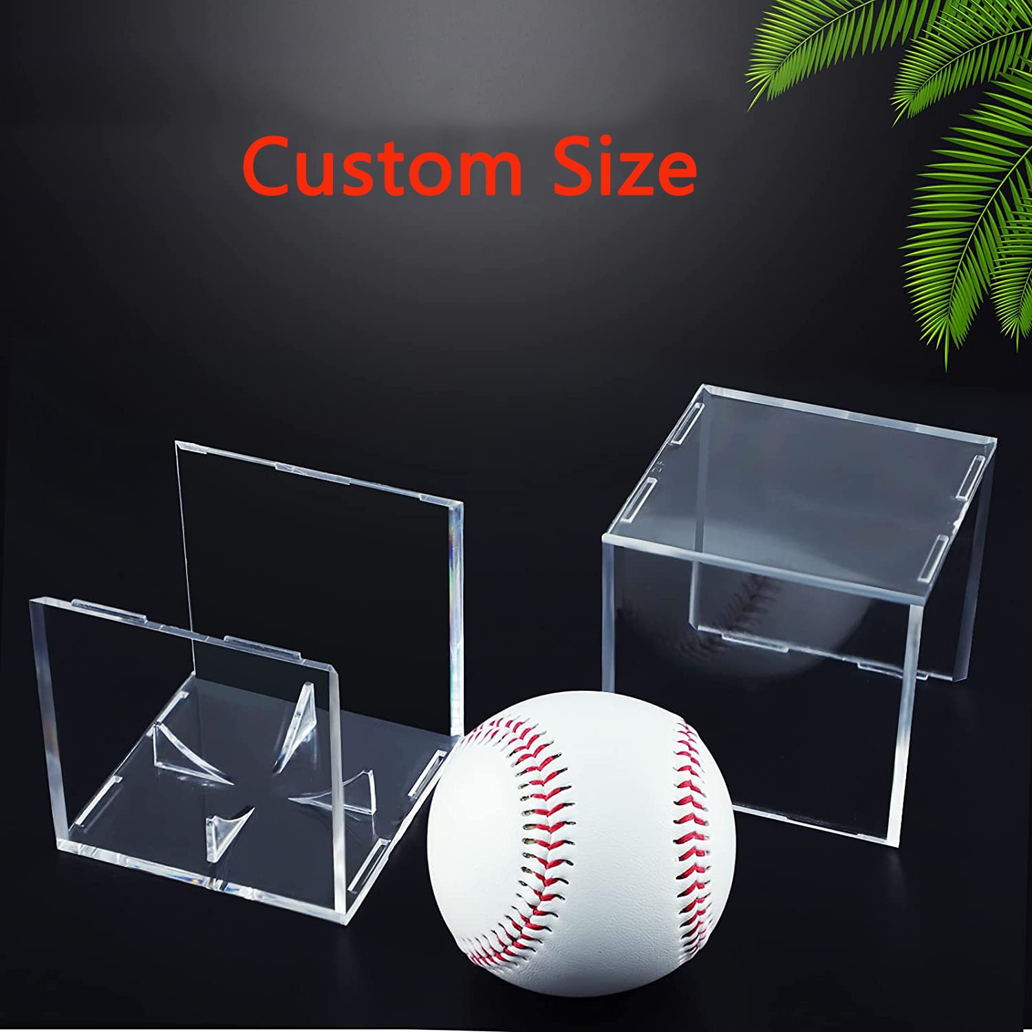 Clear Cube Box Organizer Stand Storage Box Acrylic Baseball Hat Display Case With Black Plinth