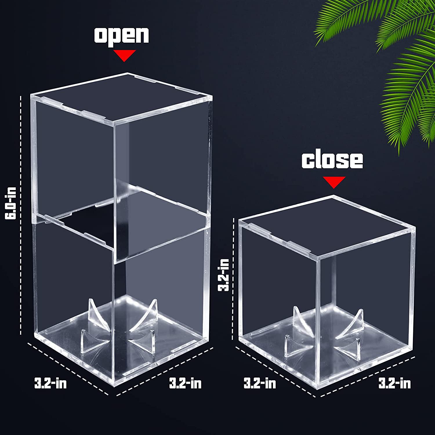 Clear Cube Box Organizer Stand Storage Box Acrylic Baseball Hat Display Case With Black Plinth
