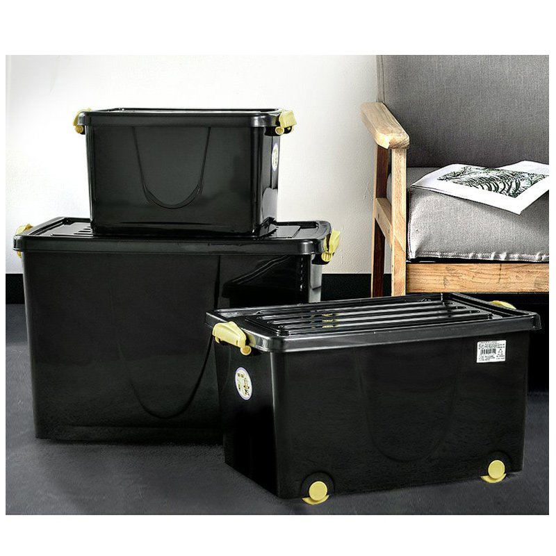 JMST112 Wholesale Custom Heavy Duty Black Stackable Plastic box storage