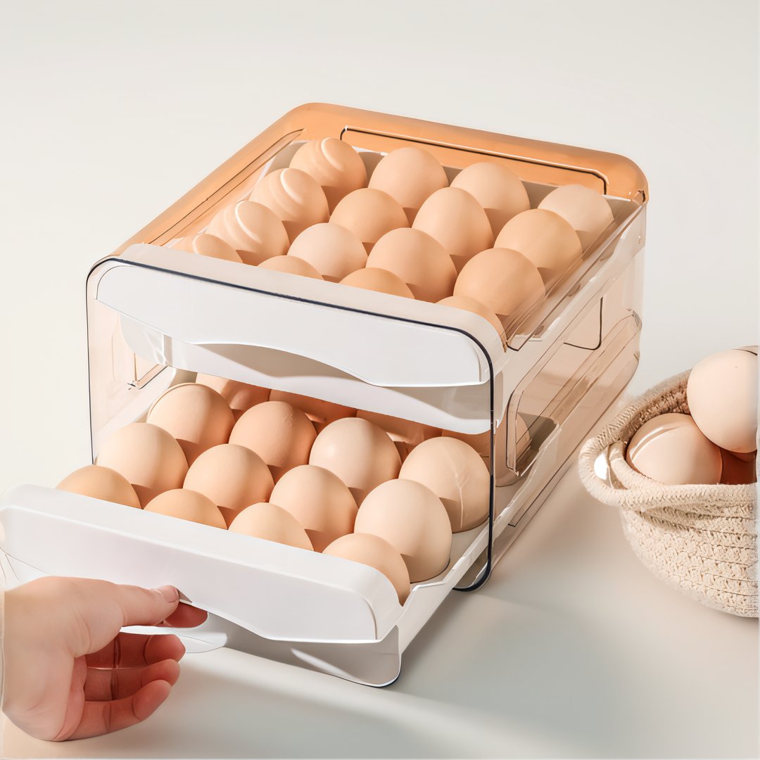 NAEGA Hot Sale Stackable Clear Drawers Grid Storage Container Box For Refrigerator Egg Holder Transparent Organizer