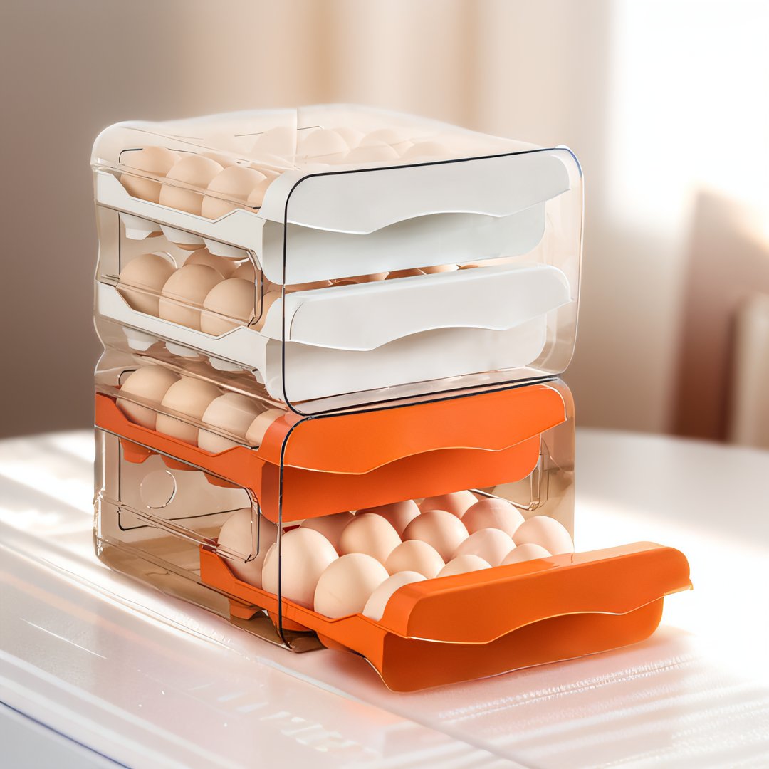 NAEGA Hot Sale Stackable Clear Drawers Grid Storage Container Box For Refrigerator Egg Holder Transparent Organizer