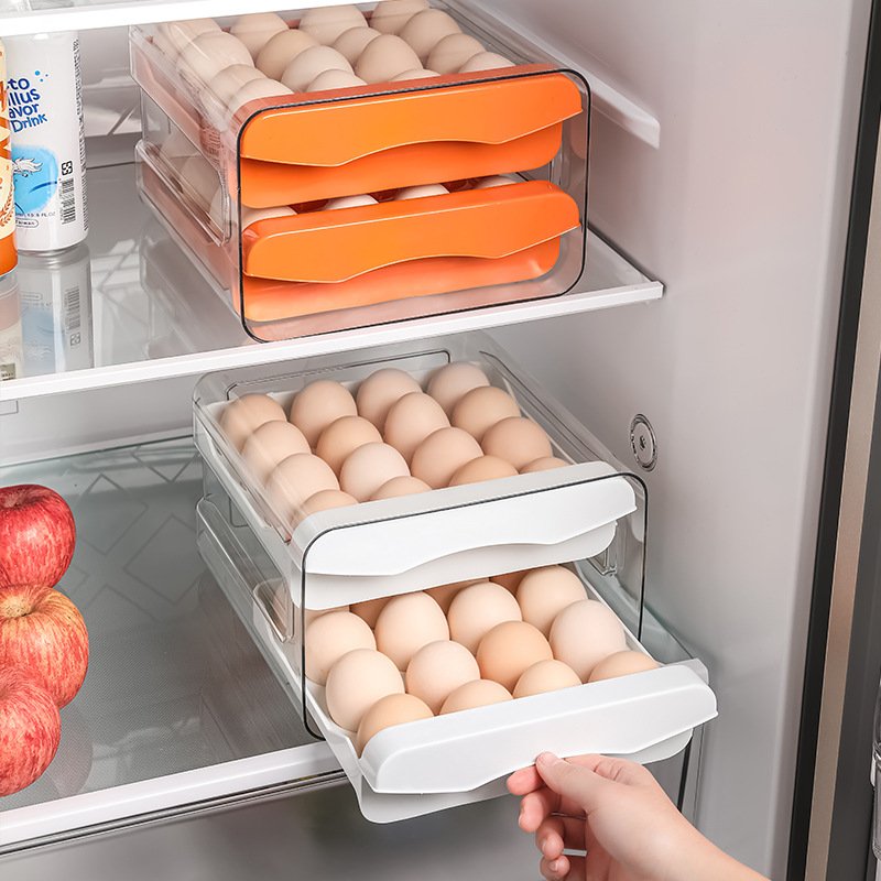 NAEGA Hot Sale Stackable Clear Drawers Grid Storage Container Box For Refrigerator Egg Holder Transparent Organizer