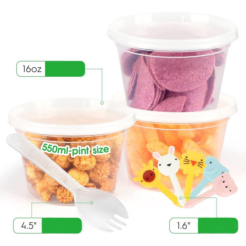 Combo food storage containers with lids airtight shrink bands deli container plastic round deli containers