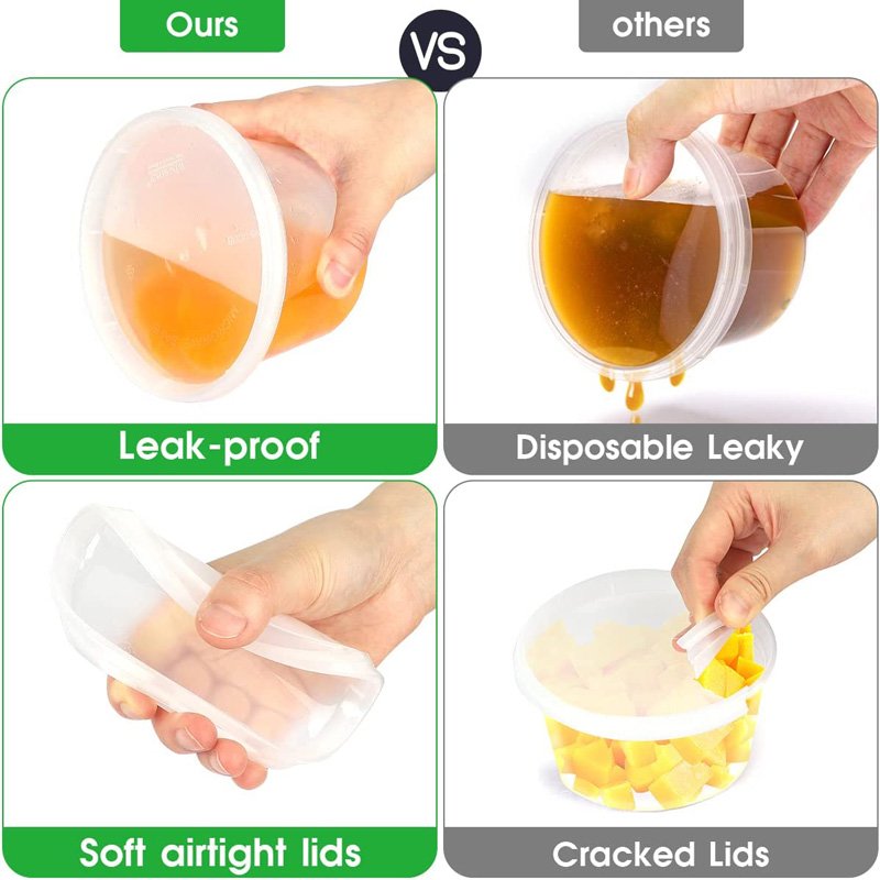 Combo food storage containers with lids airtight shrink bands deli container plastic round deli containers