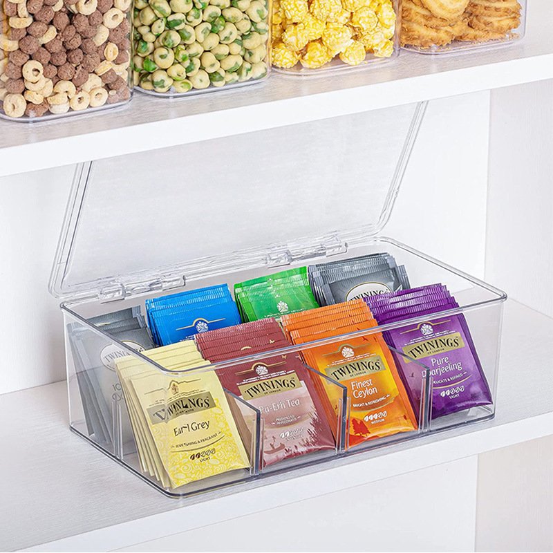 Stackable Fridge Snacks Drink Storage Box Clear Refrigerator Food Container Fridge Organizer With Divider