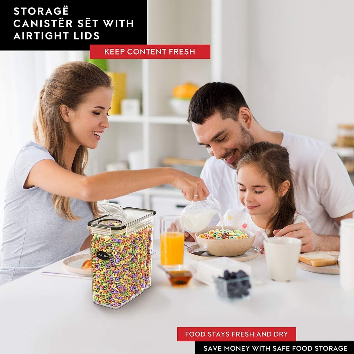 2.5L Cereal Storage containers Set Of 8 Dry Food Storage Containers For Rice Flour Sugar
