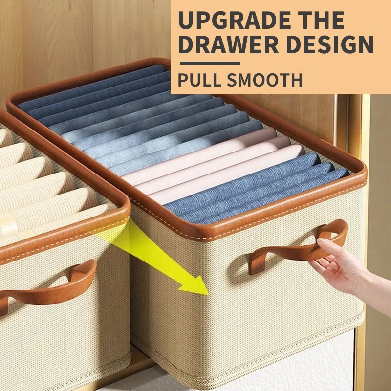 Latest Fashion Foldable Drawer Storage Box Wardrobe Closet Organizers for Clothes Jeans with Handle