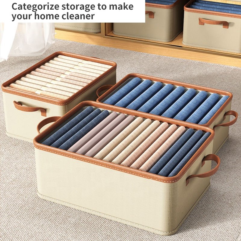 Latest Fashion Foldable Drawer Storage Box Wardrobe Closet Organizers for Clothes Jeans with Handle