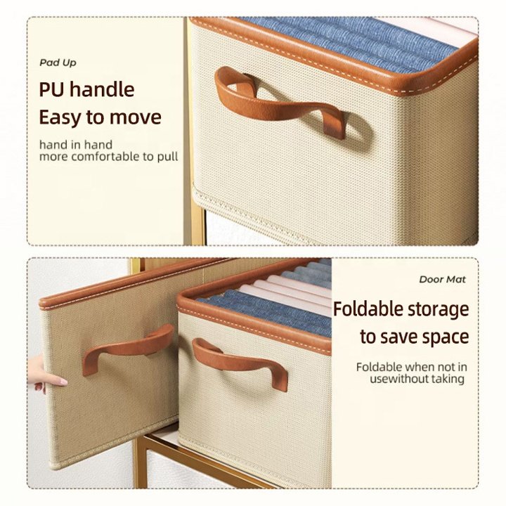 Latest Fashion Foldable Drawer Storage Box Wardrobe Closet Organizers for Clothes Jeans with Handle