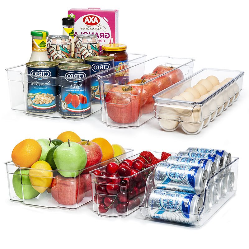 WELLHOME Stocked Refrigerator Egg Storage Box Stackable Egg Tray BPA Free Clear Egg Organizer Container with Lid