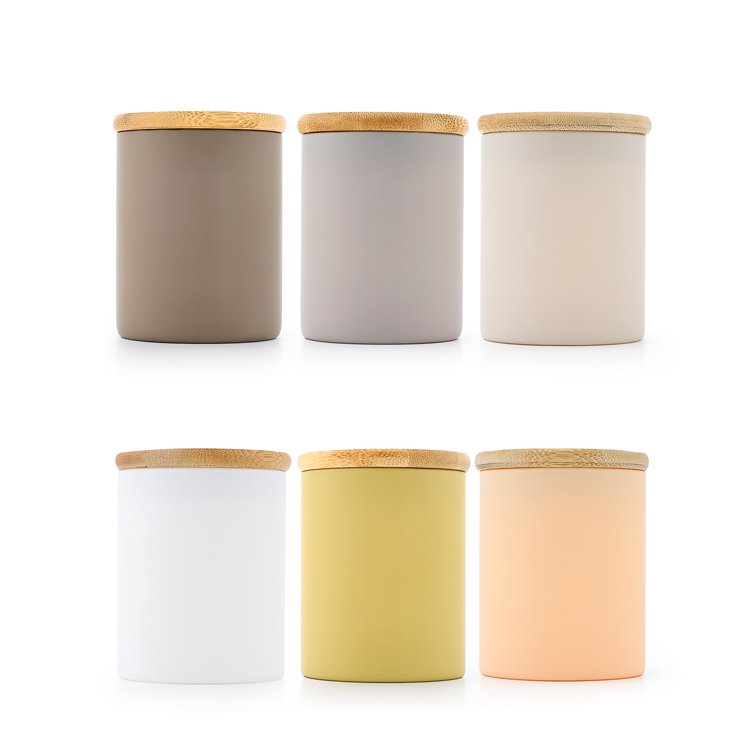 High quality borosllicate spice frosted glass jar food storage coffee tea container jars with bamboo lid