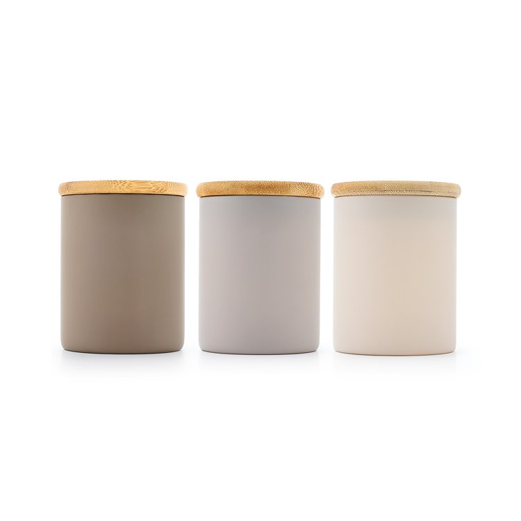 High quality borosllicate spice frosted glass jar food storage coffee tea container jars with bamboo lid