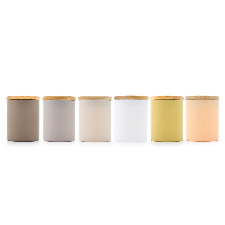 High quality borosllicate spice frosted glass jar food storage coffee tea container jars with bamboo lid