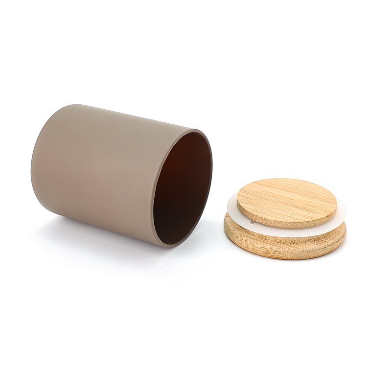 High quality borosllicate spice frosted glass jar food storage coffee tea container jars with bamboo lid