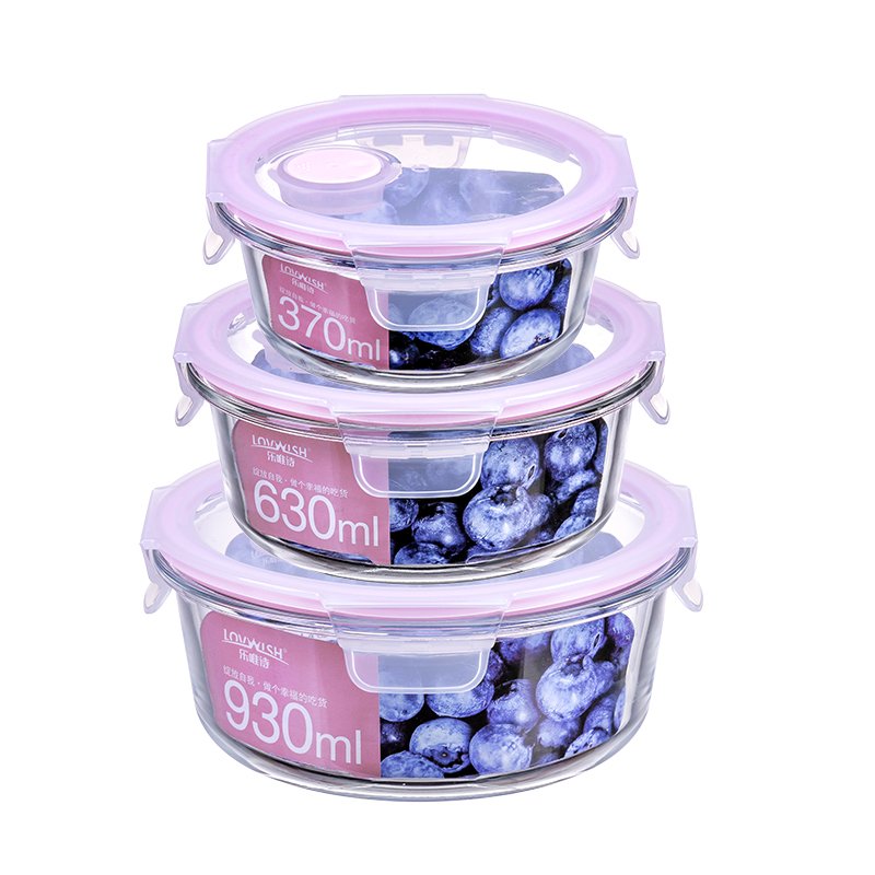 LOVWISH Glass Container Home Use High Borosilicate Glass Food Storage 3 Pcs Food Container Set With Airtight Lid
