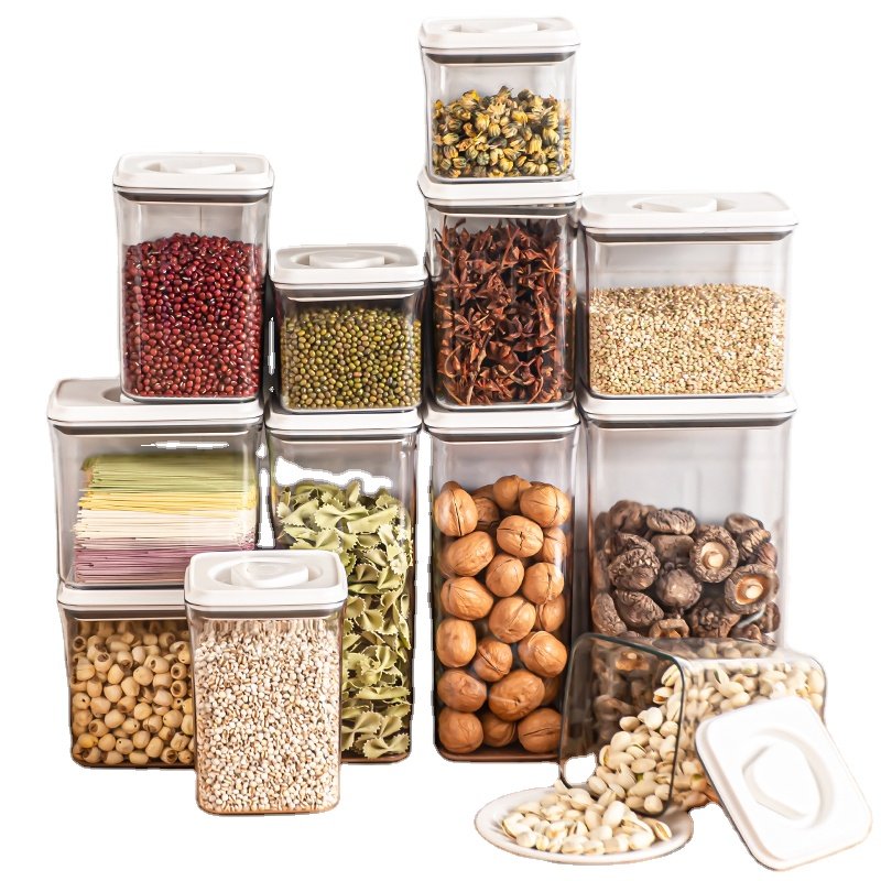 High Transparent Fridge Plastic Organizer Airtight Stackable Storage Boxes Bins Jar Set Plastic Air Tight Food Storage Container