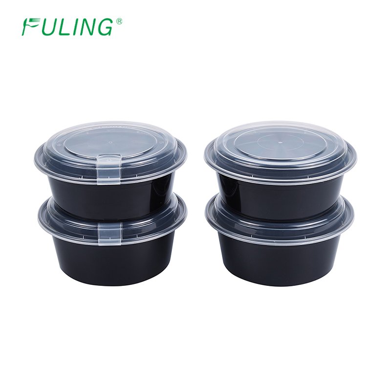 Fuling Customizable 12-48 oz Black Rectangle Microwave Safe Stackable Design Takeaway Plastic Meal Prep Food Container With Lid