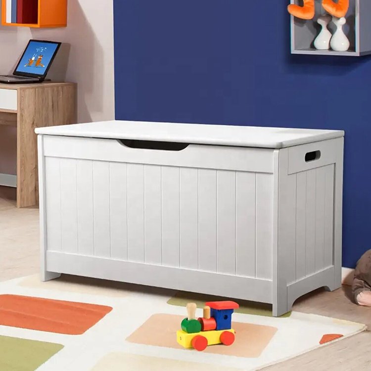 Factory wholesale Baby Room Organizer Wood MDF Children Kid Toy Storage Box with Bench, wooden toy storage chest box with lid