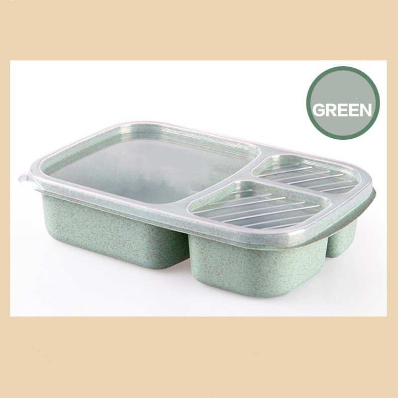 Toddler Lunch Box Kids Wheat Lunch Food Storage Portable Divided Lunch Box With Four Leakproof Compartment Food Box