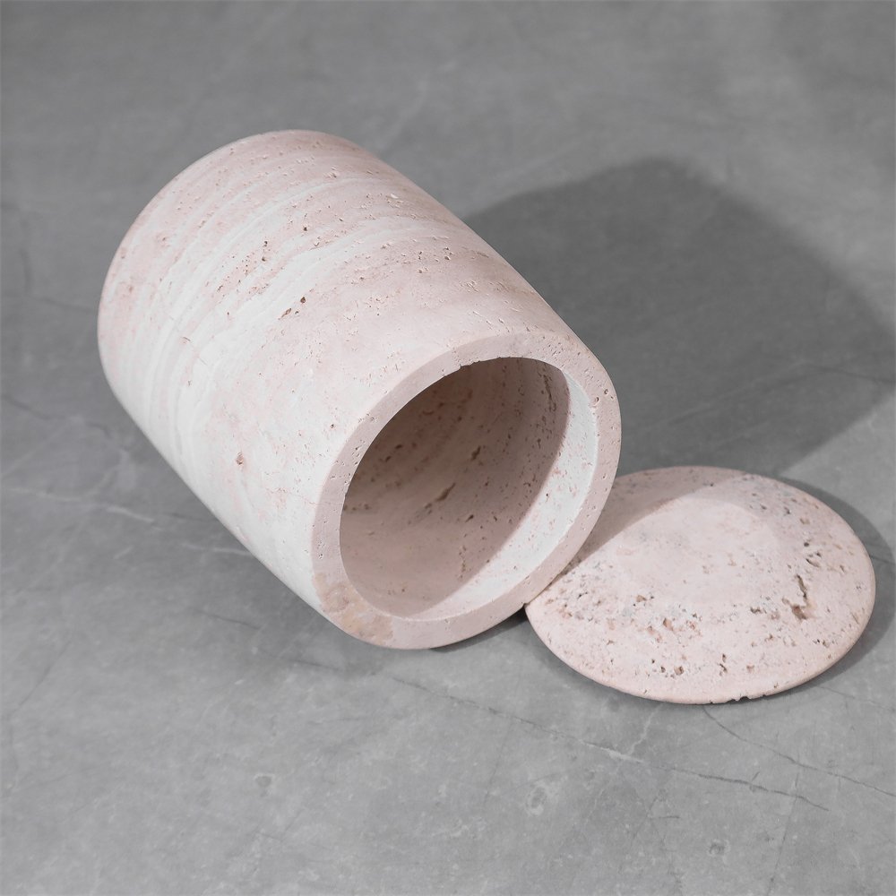 Food storage marble container box stackable grain nut storage jar for Kitchen Accessories Marble pot for wax candle container