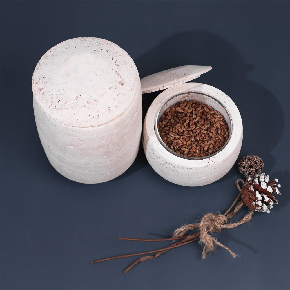 Food storage marble container box stackable grain nut storage jar for Kitchen Accessories Marble pot for wax candle container
