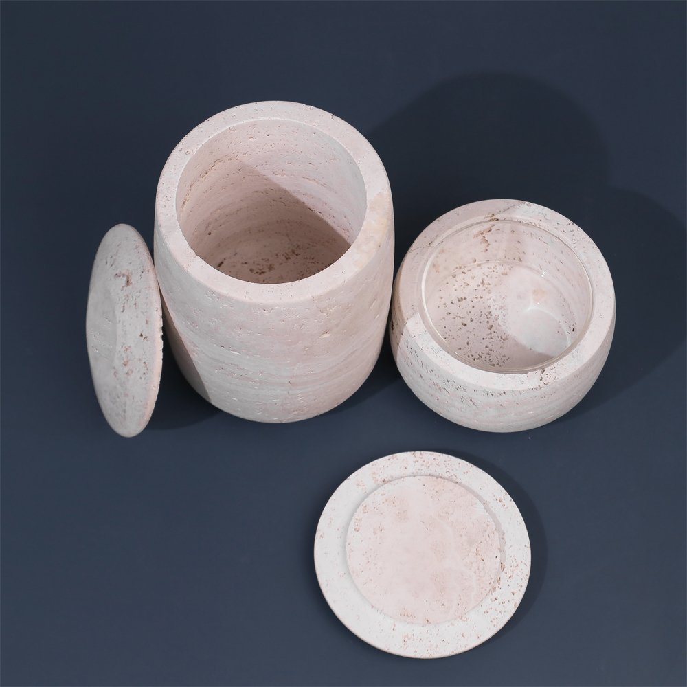 Food storage marble container box stackable grain nut storage jar for Kitchen Accessories Marble pot for wax candle container