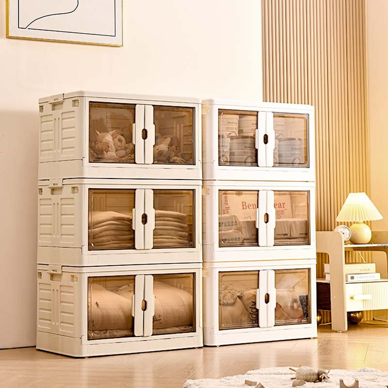 8011 Large capacity plastic foldable collapsible storage box with open front door