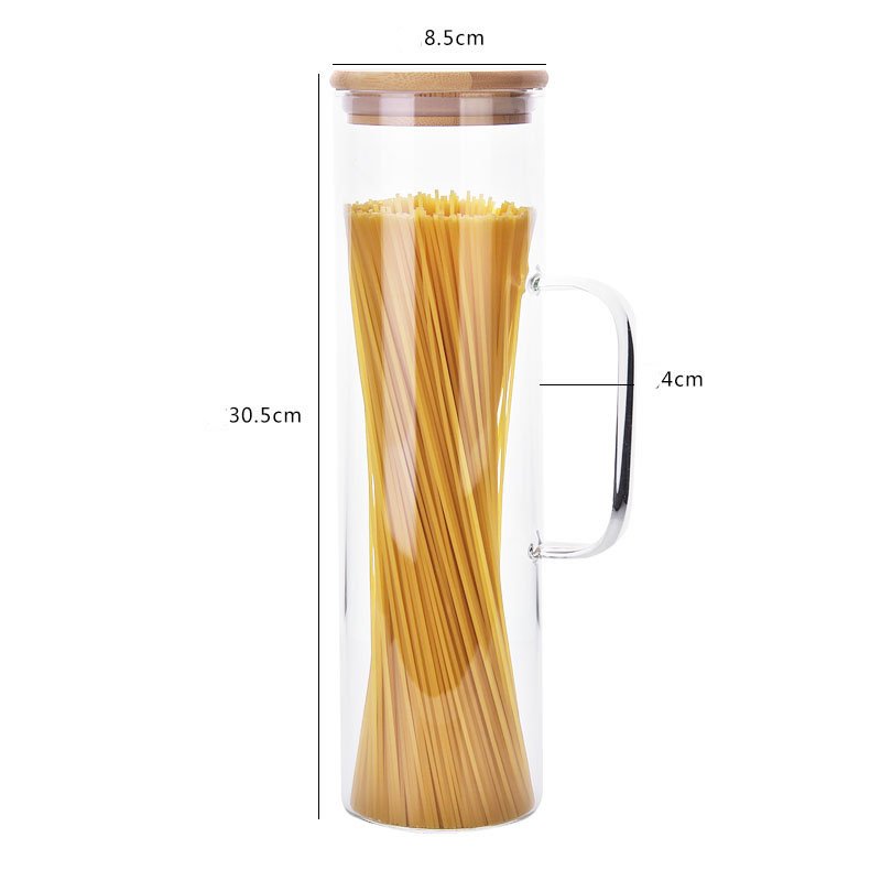 New Trend Kitchen Glass Jar With Handle Large Capacity Glass Spice Jar High Borosilicate Glass Food Storage Containers With Lids