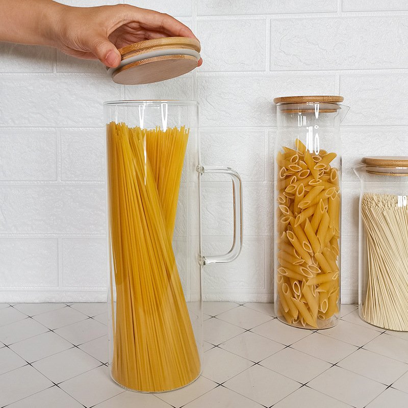 New Trend Kitchen Glass Jar With Handle Large Capacity Glass Spice Jar High Borosilicate Glass Food Storage Containers With Lids