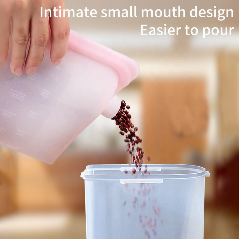 BPA free Leakproof Food Grade Silicone Fresh-Keeping Bag Reusable Fresh Ziplock Sealer Silicone Food Storage Bag