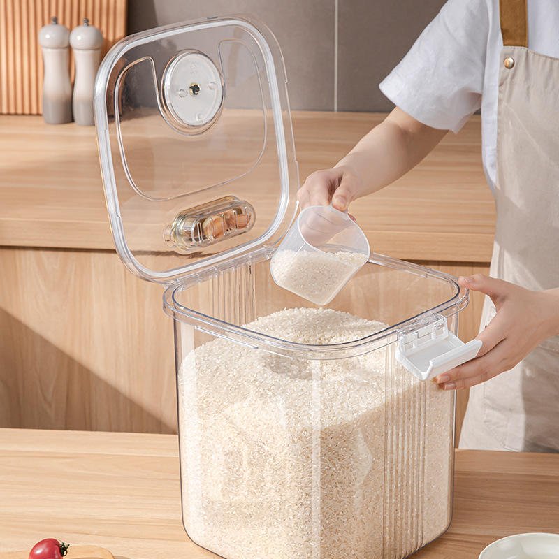Rice Bucket for Household Useinsect-proof and Moisture-proof Storage Box Transparent New Fashion Food Containers Carton Plastic
