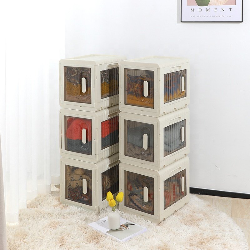 Plastic Foldable Stackable Wardrobe Closet Storage Bins Collapsable Storage Box With Lid