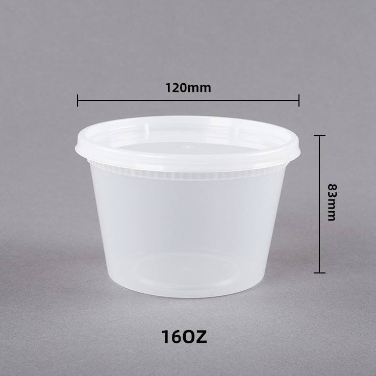 Custom Food Storage Soup Cup 8/12/16/24/32 Oz Clear Food Container Round Deli Plastic Container With Lids