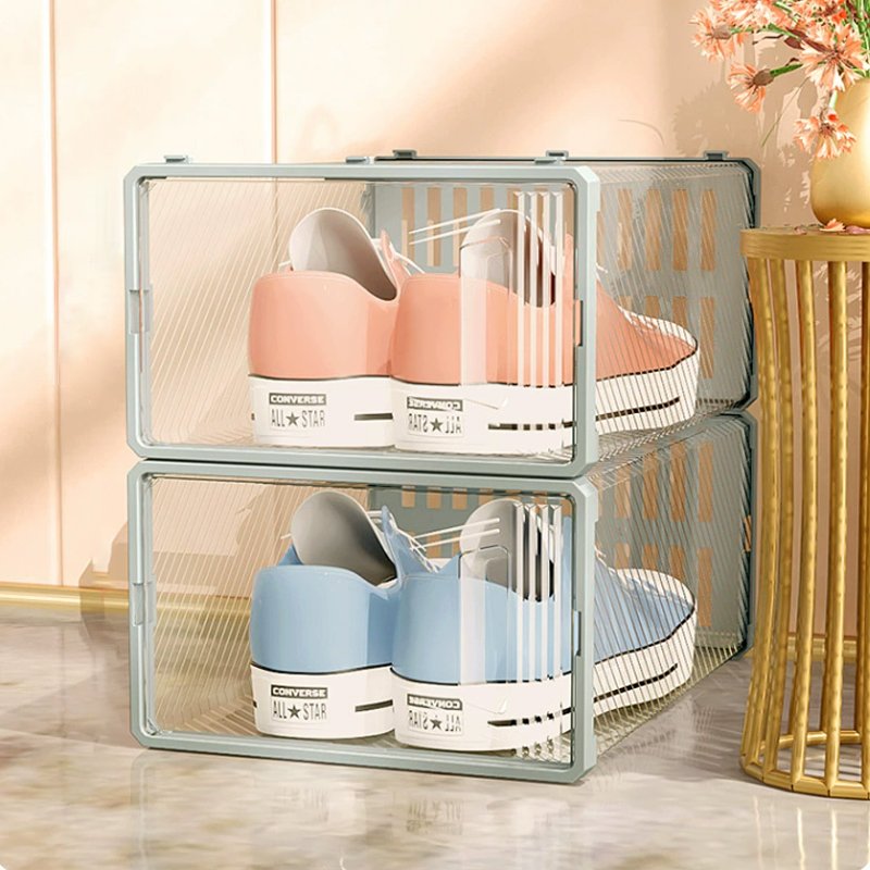 Wholesale Transparent Plastic Sneaker Storage Box D Size Open Shoes Organizer