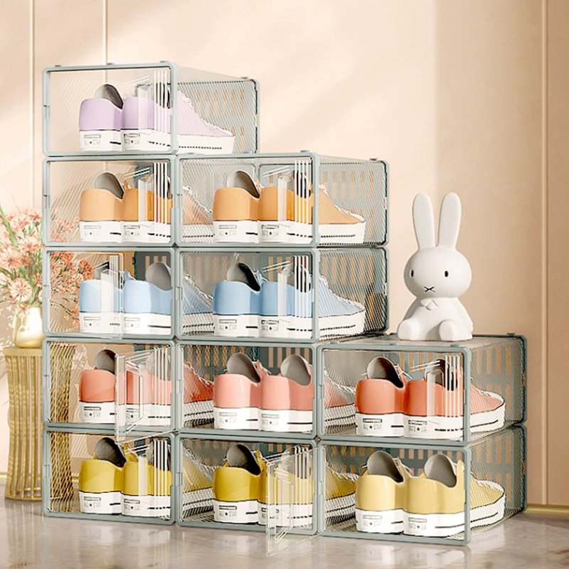 Wholesale Transparent Plastic Sneaker Storage Box D Size Open Shoes Organizer