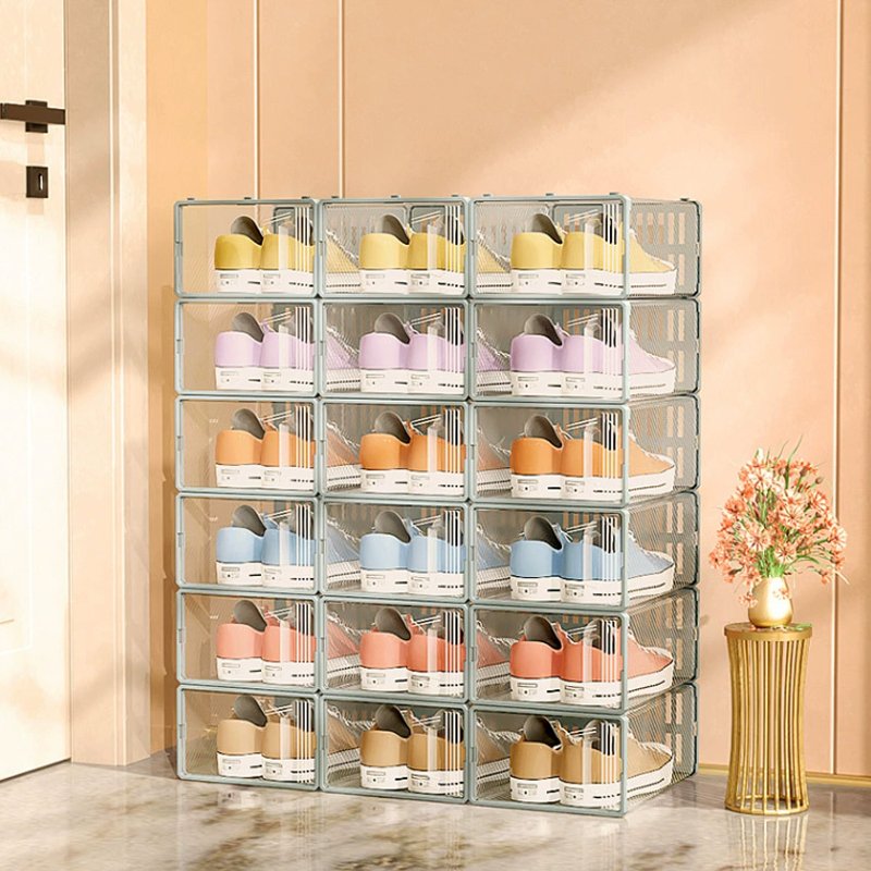 Wholesale Transparent Plastic Sneaker Storage Box D Size Open Shoes Organizer