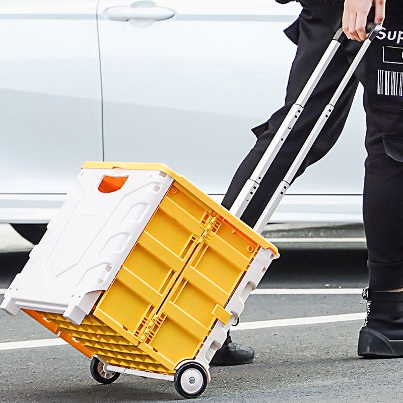Folding Box Storage Trolley with Wheels Wholesale High Quality Foldable Recycle Plastic Brown Box Customized Logo Modern 7 Days