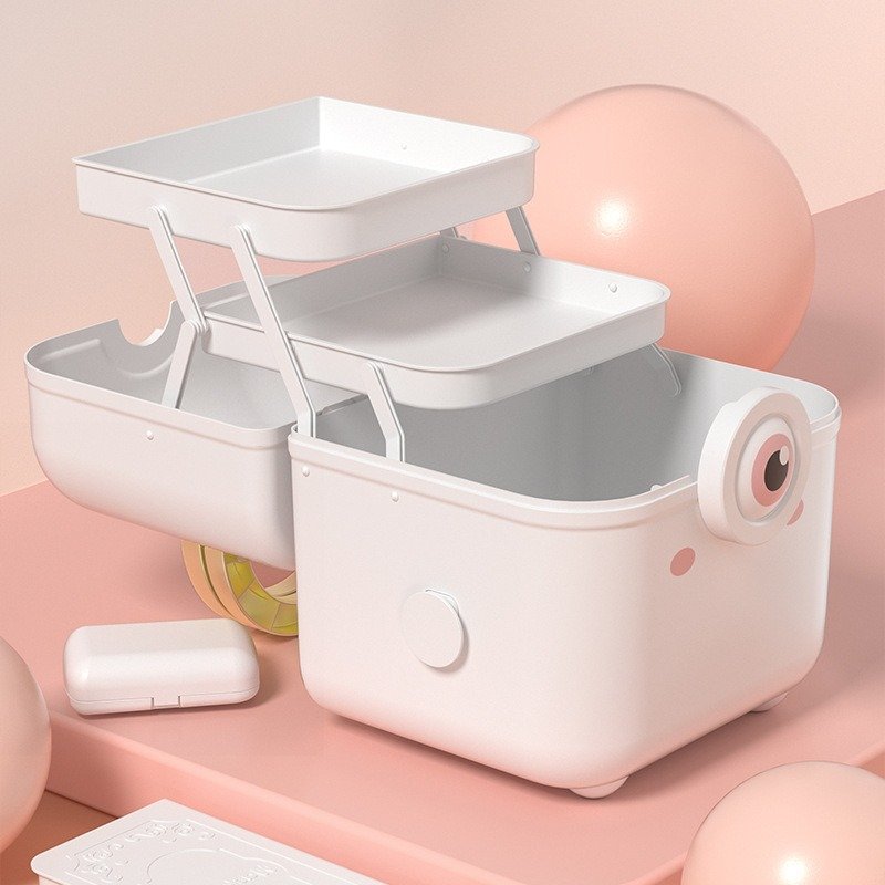 Multi-functional Large Capacity Portable Medical Storage Box Cute Cartoon Emergency Medicine Box PP Kitchen Jewelry Storage