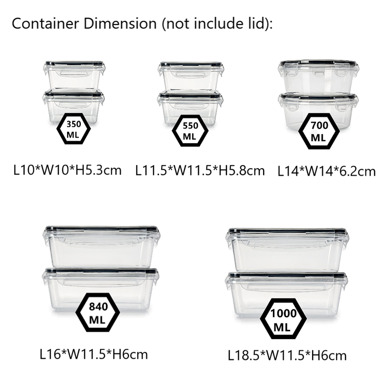 12 Sets microwaveable crisper airtight meal prep bento salad box plastic food storage container