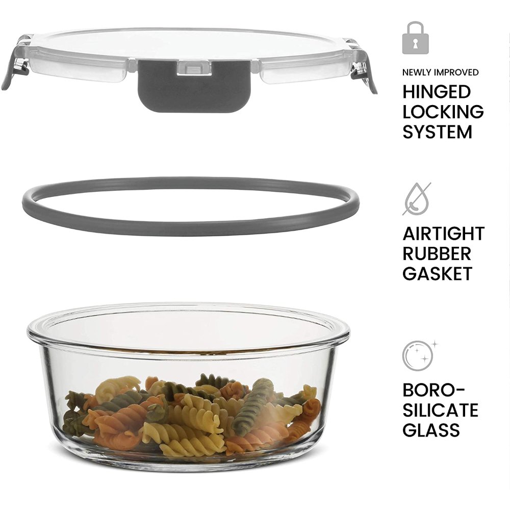 24-Piece Superior Glass Food Storage Containers Set Newly Innovated Hinged Locking lids 100% Leakproof Glass Meal-Prep Container