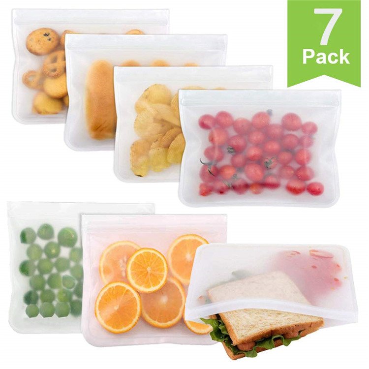 Custom Logo Reusable PEVA Zip Lock Food Storage Bags Organizer BPA Free Freezer Gallon Sandwich Snack Bag