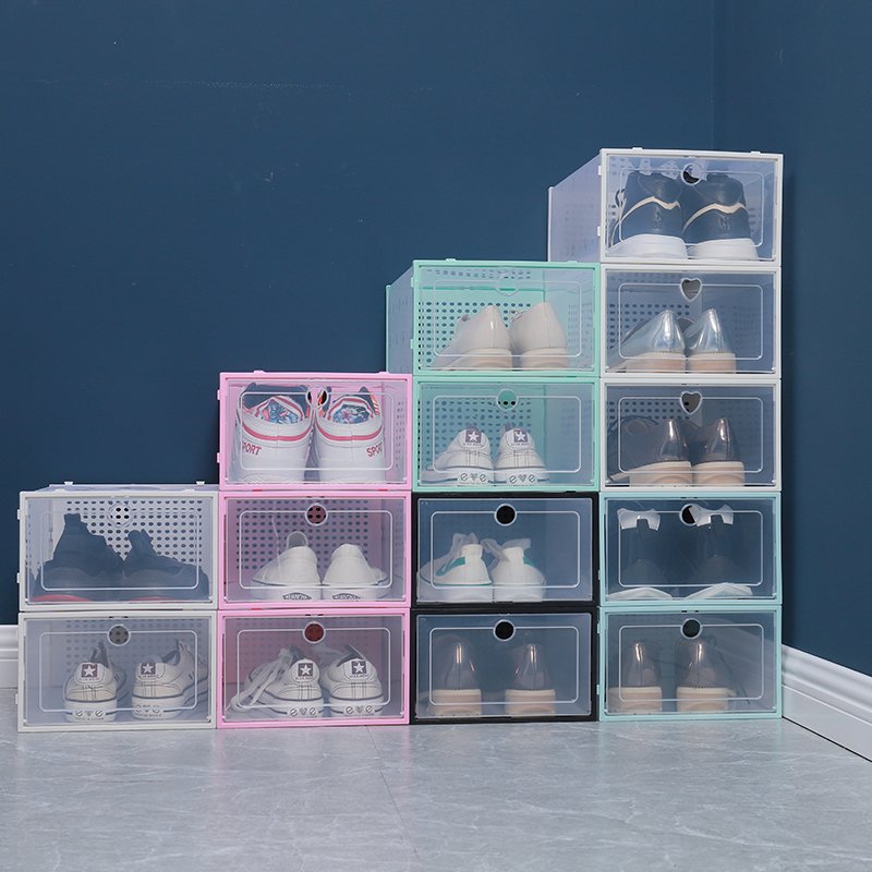 Plastic Flip Drawer Shoe Storage Box Home Storage Stylish Plastic Stackable Shoe Boxes for Bedroom Closet