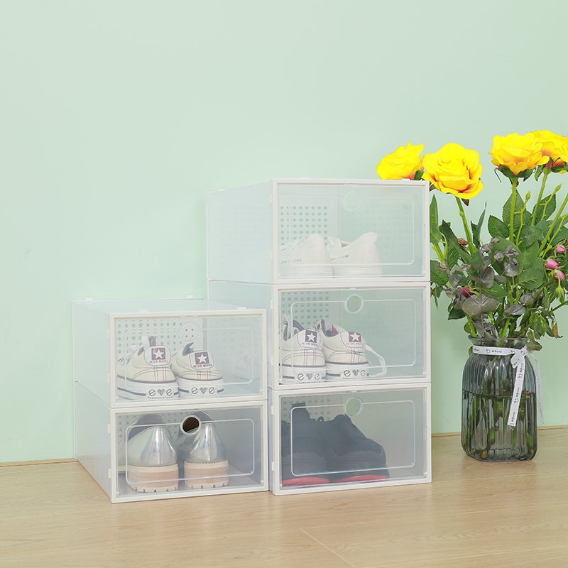 Plastic Flip Drawer Shoe Storage Box Home Storage Stylish Plastic Stackable Shoe Boxes for Bedroom Closet