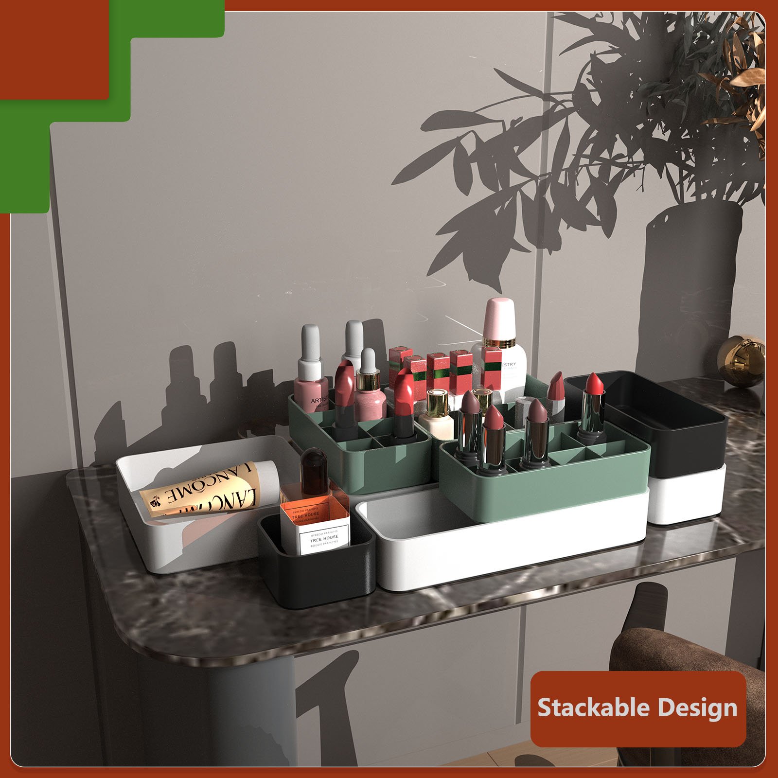 Wholesale Plastics Cosmetic Storage Box Multi-Compartment Bedroom Desktop Make Up Box Cosmetic Organizer Makeup Box