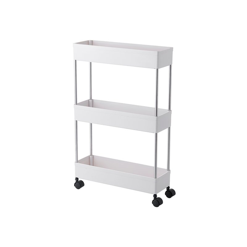 High Quality 4 Tier Slim White Storage Rolling Cart Mobile Plastic Shelving Wheel Storage Rack For Kitchen