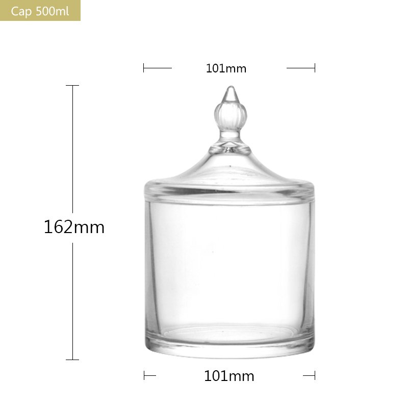 Creative Design Cylinder Glass Candy Food Storage Tea Coffee Sugar Bowl Candle Jars With Lid