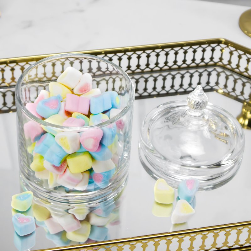Creative Design Cylinder Glass Candy Food Storage Tea Coffee Sugar Bowl Candle Jars With Lid