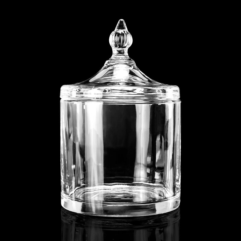 Creative Design Cylinder Glass Candy Food Storage Tea Coffee Sugar Bowl Candle Jars With Lid